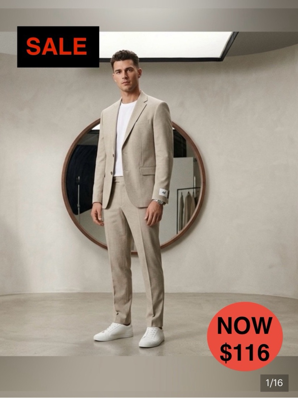NIB H&M Mens Slim Fit Suit Tan Blazer  Father's Day Gift 38R